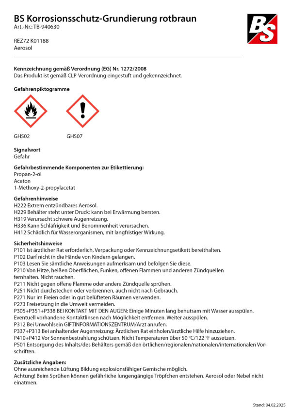 BS Korrossionsschutz-Grundierung rotbraun 6x 400 ml Spray – Bild 3