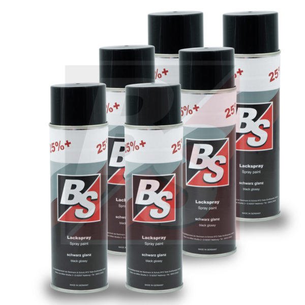 BS Lackspray schwarz glanz 6x 500 ml Spray