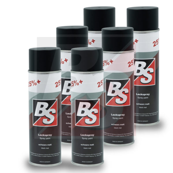 BS Lackspray schwarz matt 6x 500 ml Spray
